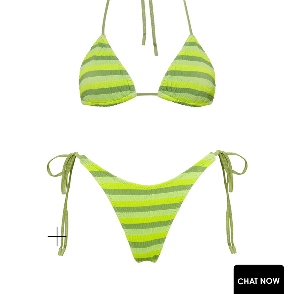 Triangle green bikini with matching skirt